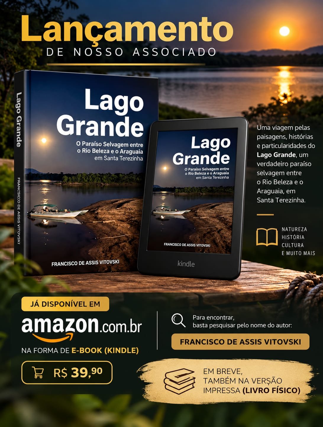 Lançamento Literário: Associado da ABVO publica o livro "Lago Grande"
