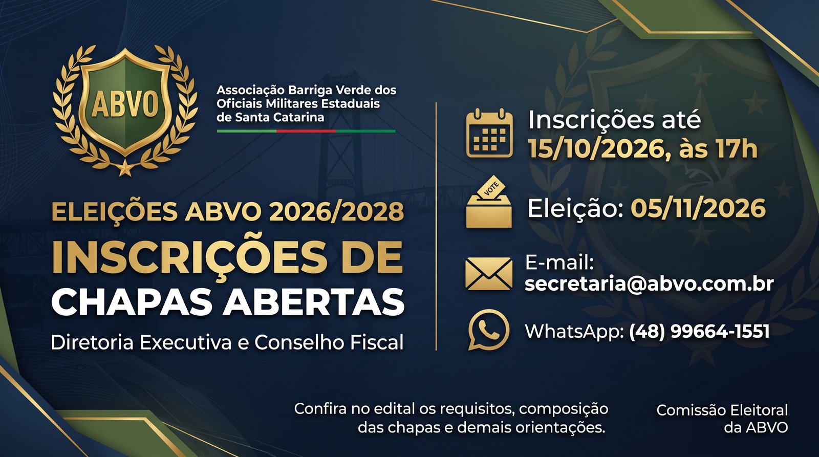 Eleições ABVO 2026/2028: Inscrições de Chapas Abertas